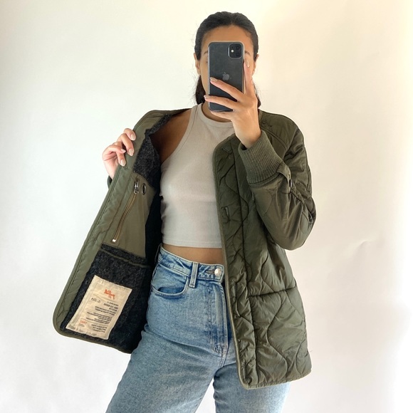 TNA The Griffith Kaki quilted jacket sherpa liner coat - Picture 3 of 8